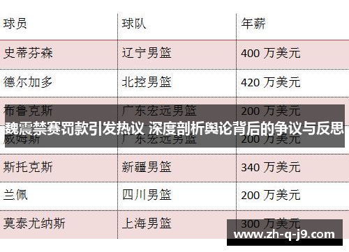 魏震禁赛罚款引发热议 深度剖析舆论背后的争议与反思